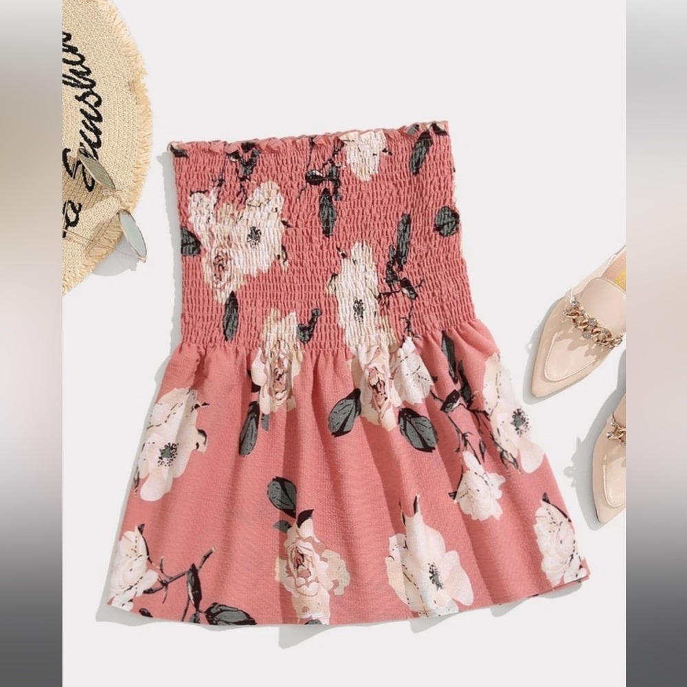 Floral Shirred Tube Top